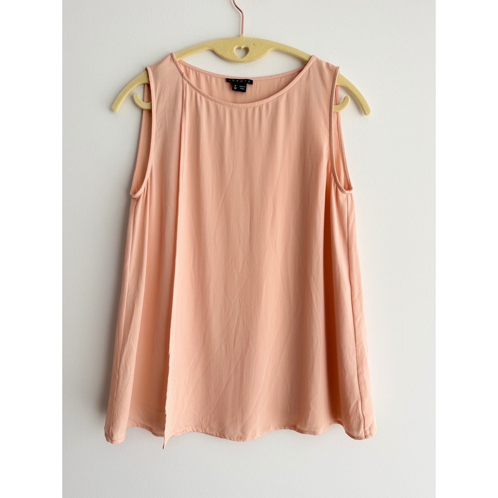 Theory Womens Peach Pink Silk Layered Wrap Sleeveless Blouse Tank Top Size P